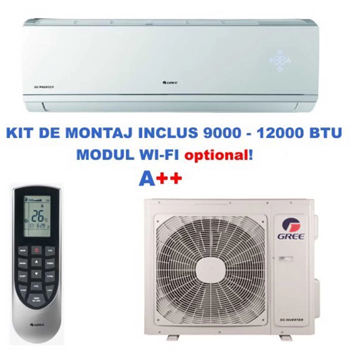 Aparat de aer conditionat tip split Gree Lomo GWH09QB-K3DNB8C Inverter 9000 BTU, 9000 BTU, Alb 3