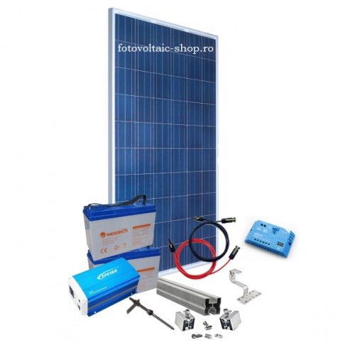 Sistem Fotovoltaic 200W cu baterii 2x 55Ah