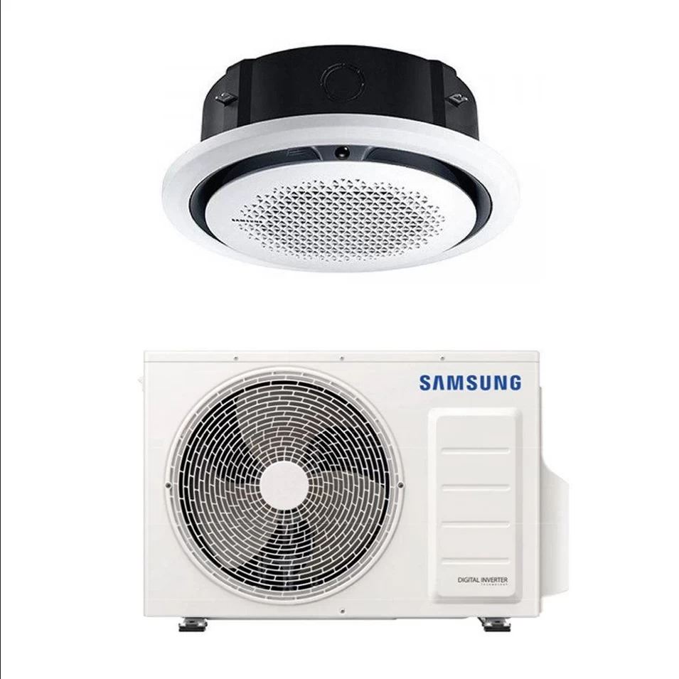 Aparat de aer conditionat tip caseta 360° Samsung AC140RN4PKG/EU+AC140RXADKG/EU+PC4NUNMAN+MWR-WG00JN, 60000 BTU, Alb, А++, cu telecomanda si panel inclus